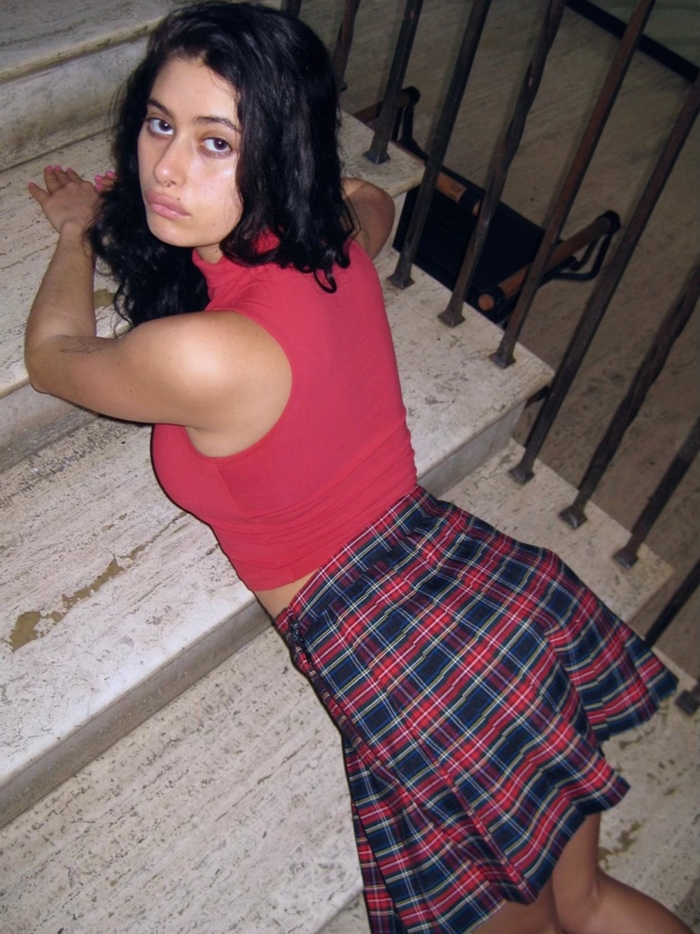 Los Angeles Apparel Red Plaid Pleated Tennis Skirt - Picture 7 of 7